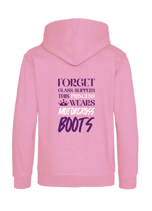 Pink Hoodie, Princess wears MX Boots