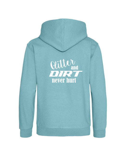 Turquoise Hoodie, Glitter and Dirt never hurt